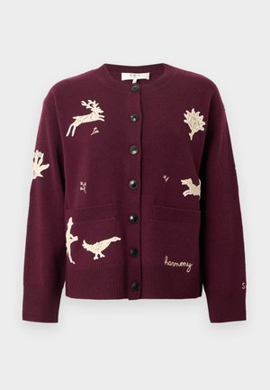 MIKA APPLIQUE CARDIGAN  - Casaco de malha - burgundy