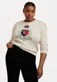 Lauren Ralph Lauren Woman INTARSIA KNIT CREST COTTON SWEATER - Džemperis - mascarpone cream multi