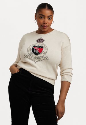 INTARSIA KNIT CREST COTTON SWEATER - Jumper - mascarpone cream multi