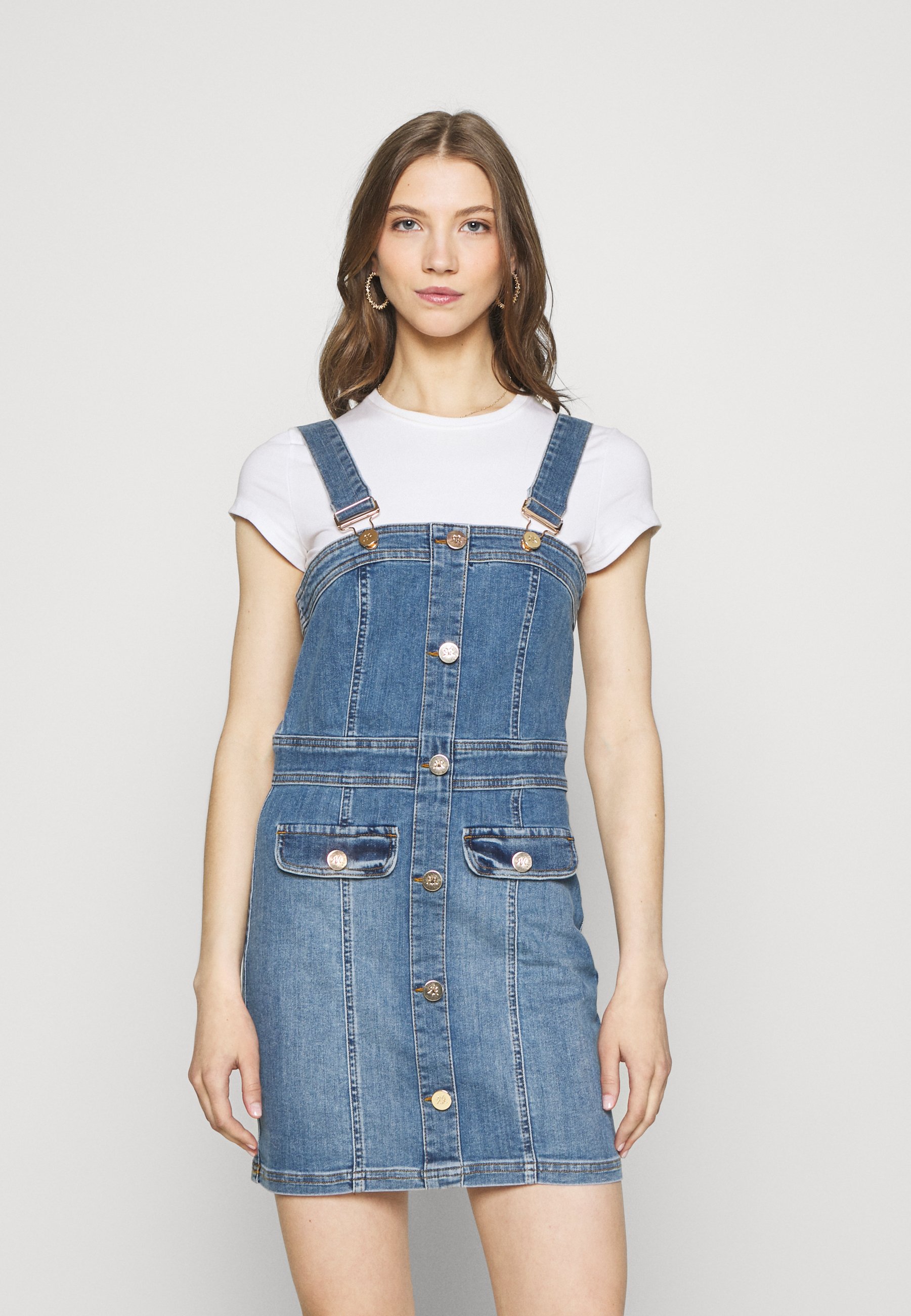 river island denim dungaree dress