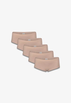 Pak van vijf beige katoenen boyshorts met een gladde textuur, mid-rise snit en subtiele logo-tag op de voorste tailleband.