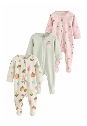 Next, REGULAR FIT - TWO WAY ZIP BABY SLEEPSUITS 3 PACK - Pidžaamad - sage green acorn