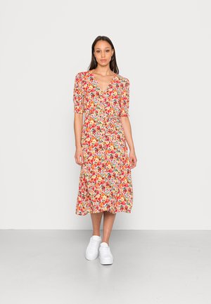 ONLFREDERIKKE V NECK BELT DRESS - Blusenkleid - cloud dancer/pink