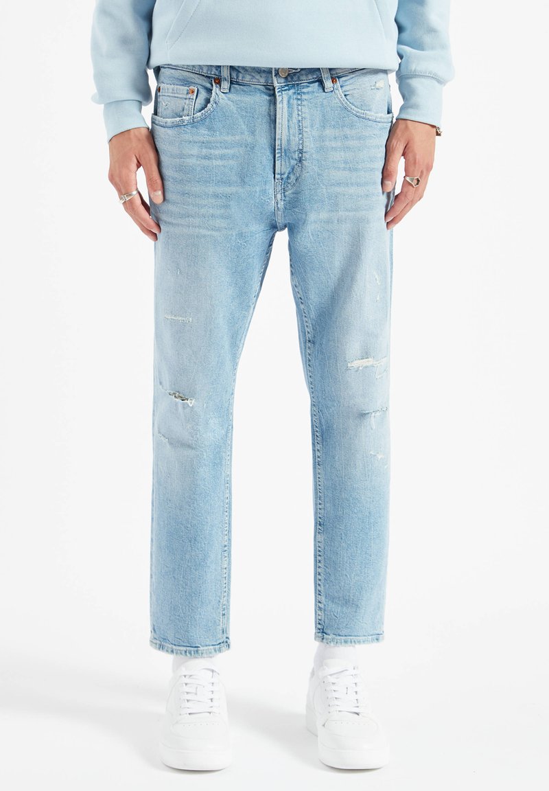 Street One MEN Jeans A Gamba Dritta Uomo: Vestibilità Normale, Cotone Elasticizzato, Lavaggio Blu, Vita Media, Lunghezza 84cm