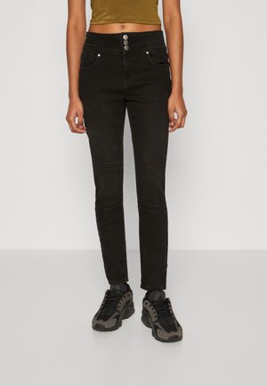 ONLY Petite ONLDAISY WIDE WAISTBAND - Jeans Skinny Fit - black denim