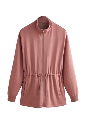 LONG JACKET WITH ADJUSTABLE WAIST AND STRIPED TEXTURE 34442166 - Korte frakker - mottled pink