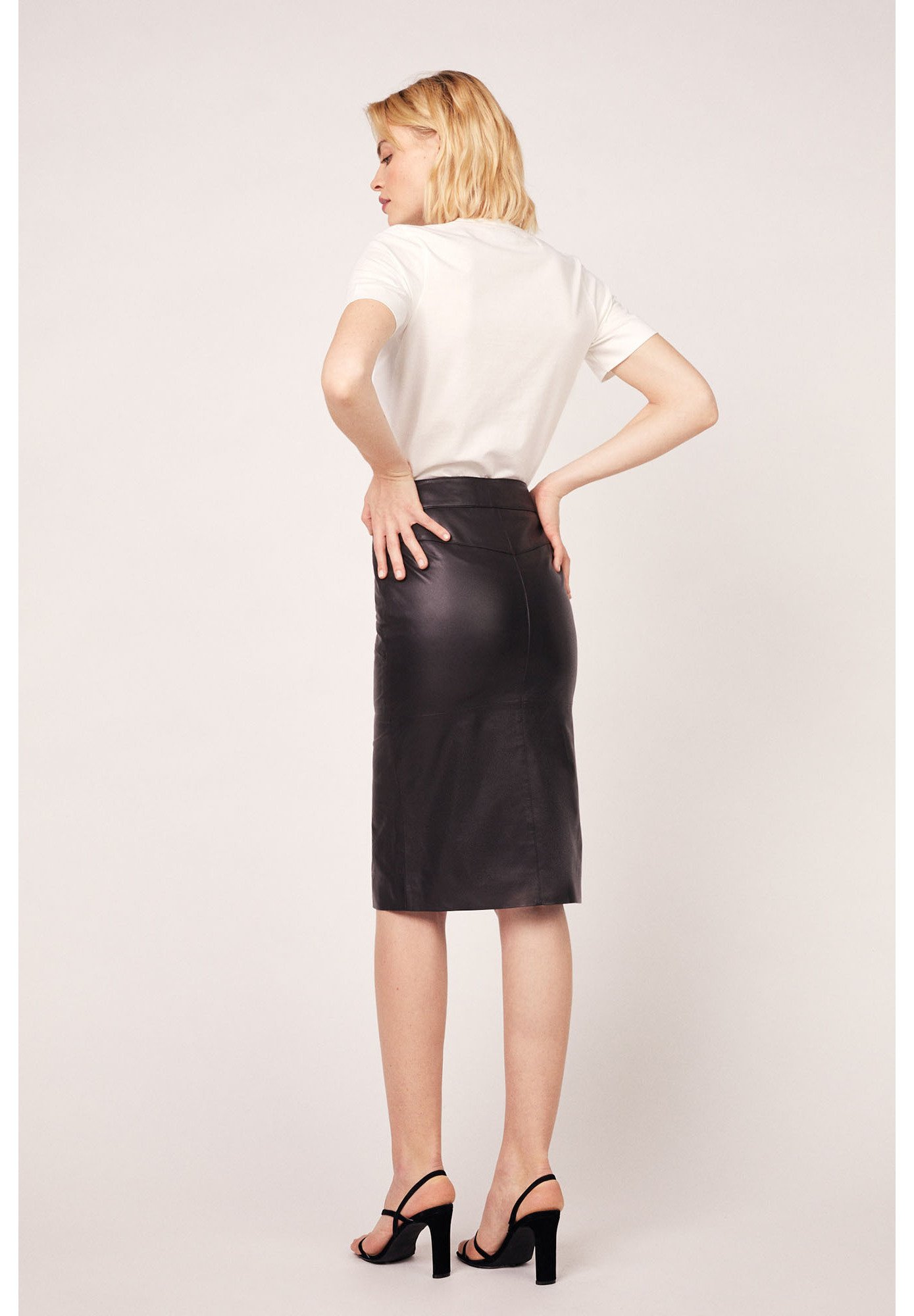 kookai black leather skirt