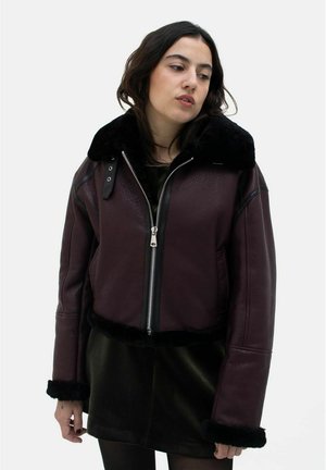 SHEARLING - Lederjacke - bordeaux