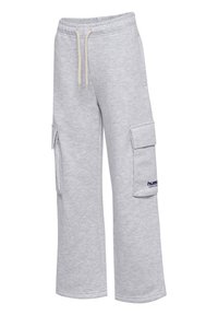 Lichtgrijze sweatpants van zachte stof, met een relaxte fit, twee zijcargo pockets en een trekkoord in de taille.