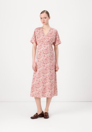 OLMFLAVA V NECK CALF DRESS - Vapaa-ajan mekko - cloud dancer/red