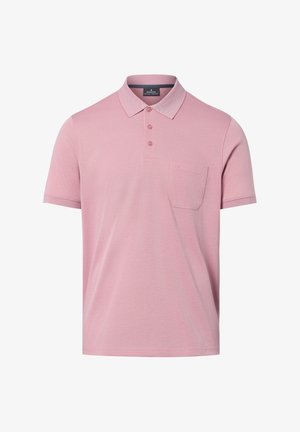 Herren-Polohemd mit kurzen Ärmeln in Pink, ausgestattet mit drei Knöpfen und einer kleinen Brusttasche mit dezenter Stickerei.