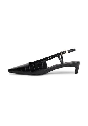 CROC SLINGBACK SLANTED HEEL - Sandalias - black