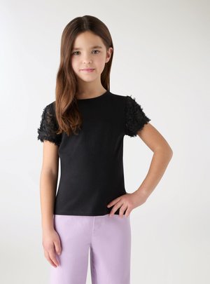Terranova, CON MANICHE IN A PETALI - T-shirt con stampa - nero
