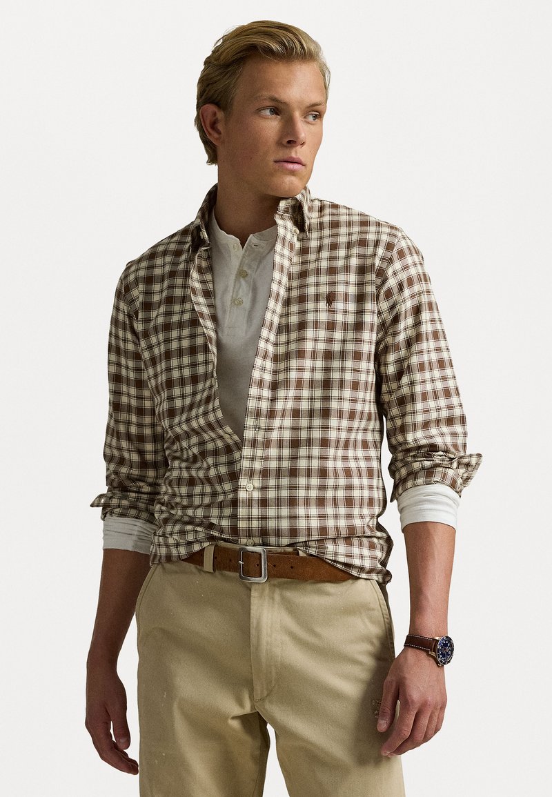 Polo Ralph Lauren - CUSTOM FIT PLAID OXFORD SHIRT - Chemise - brown/cream, Agrandir