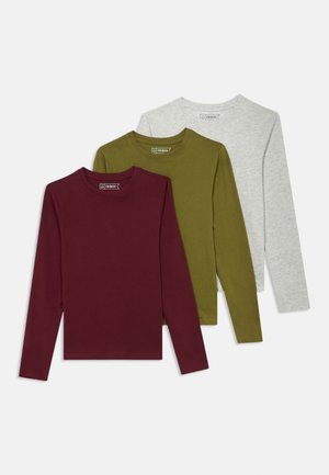 3 PACK UNISEX - T-shirt à manches longues - light grey/bordeaux/light green