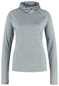 Pullover a maniche lunghe grigio chiaro, con collo alto e tessuto morbido e testurizzato, dotato di maniche raglan. Vestibilità classica per il massimo del comfort.