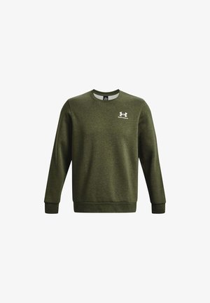 Grüner Sweatshirt aus strukturiertem Stoff, mit Rundhalsausschnitt, langen Ärmeln und einem kleinen weißen Under Armour-Logo auf der Brust.