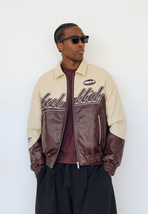 Bershka BLOCK EFFECT - Kunstlederjacke - bordeaux