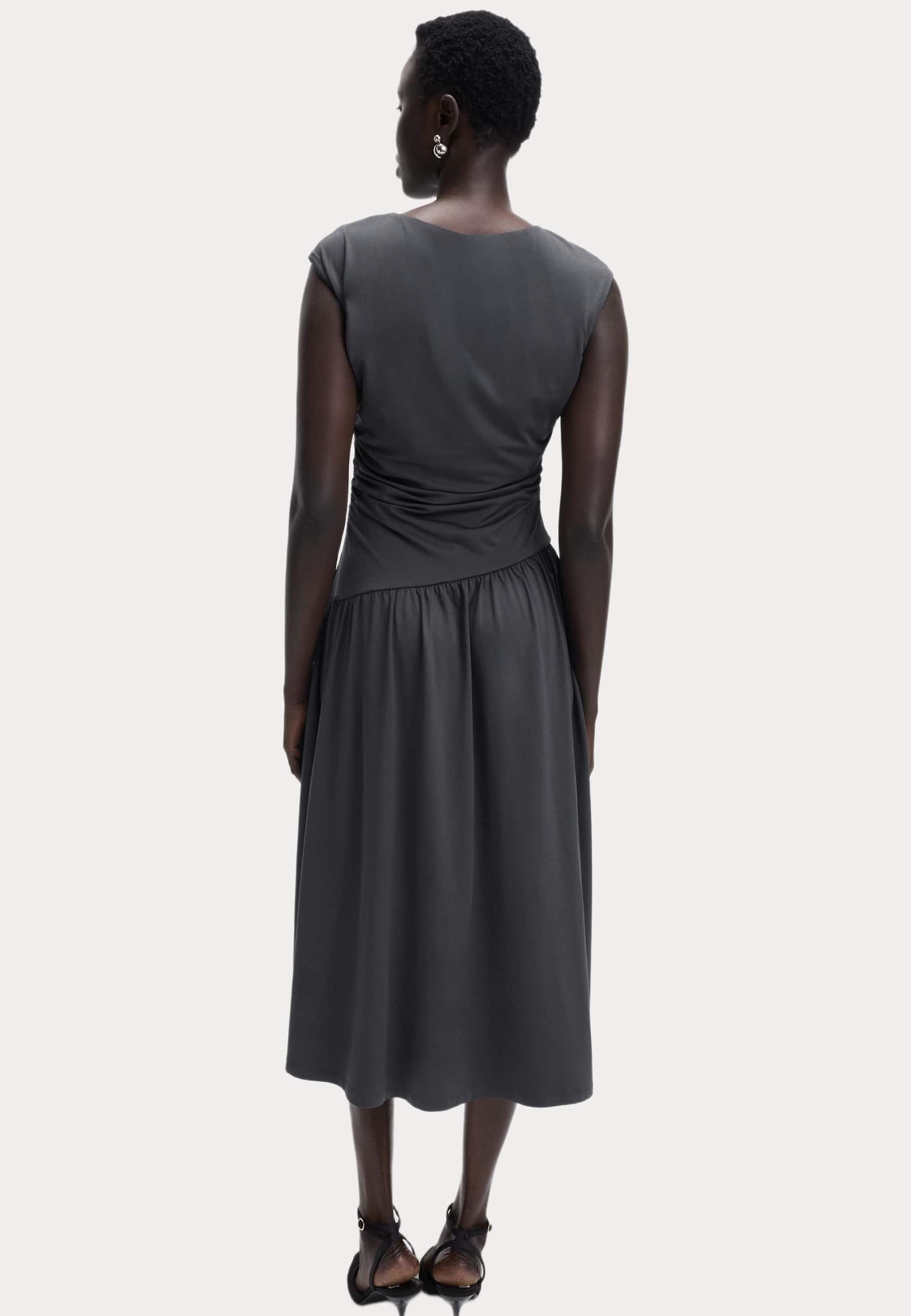 Marks&spencer T. 12 (40) Gris Midi Jupe A-line Lin 100