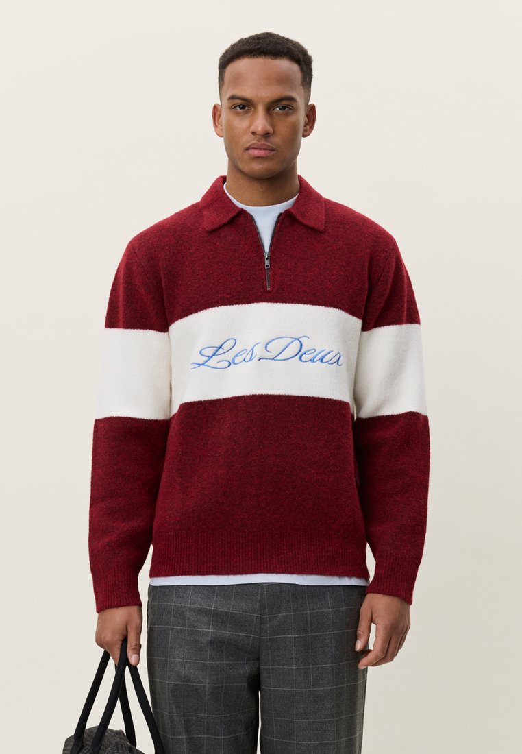 Les Deux CORY HALF-ZIP KNIT JUMPER - Trui - bossa nova red