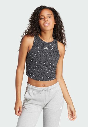 ESSENTIALS ANIMAL PRINT CROPPED TANK - Linne - grey/carbon/black