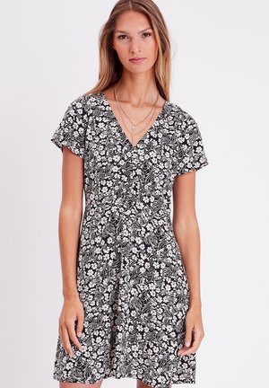 GERADES MIT KURZEN ÄRMELN - Vestido informal - noir