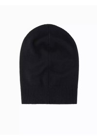 Berretto a maglia nero con corona senza cuciture e polsino a coste. Realizzato in un materiale morbido e elasticizzato, progettato per il calore e il comfort.