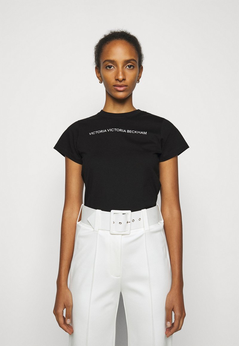 Damen Bekleidung | Victoria Beckham SLIM FIT LOGO T-Shirt print black/schwarz - AL30661 Damen Bekleidung | Victoria Beckham SLIM FIT LOGO T-Shirt print black/schwarz - AL30661