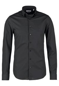 Zwart overhemd met lange mouwen voor heren, met knoopsluiting aan de voorkant en een puntige kraag, van Calvin Klein.