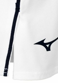 Witte sportshirt met een marineblauwe rits en marineblauw logo-accent. Gladde, gestructureerde stof met korte mouwen en nette stiksels.