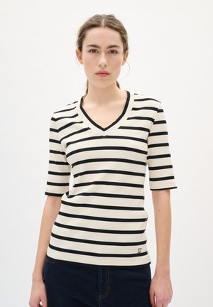 DAGNA STRIPED - T-Shirt print - whisper white/black