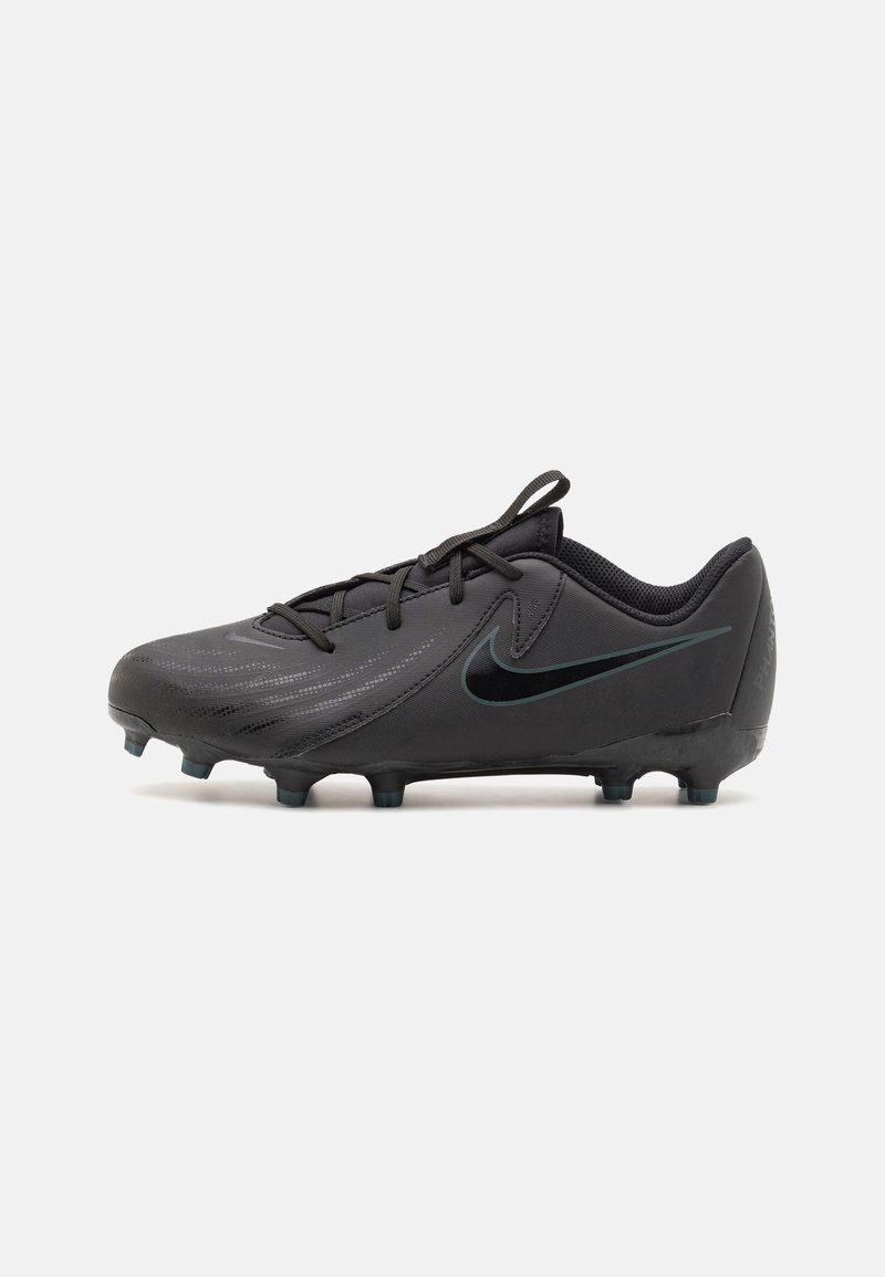 Black soccer cleat with a textured synthetic upper, featuring a tonal Nike logo, traditional laces, and six molded studs for traction.