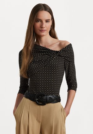 GEO PRINT JERSEY OFF THE SHOULDER TOP - Langarmshirt - black