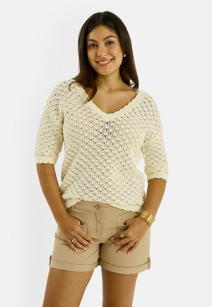 Grain de Malice, PULL AJOURÉ MANCHES COURTES - Jersey de punto - ecru