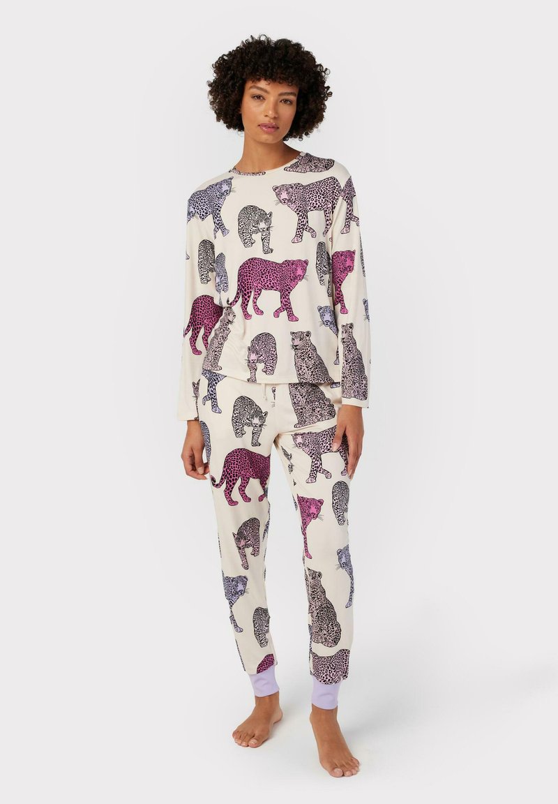 Chelsea Peers SET LEOPARD PRINT - Conjunto de pijama - off white