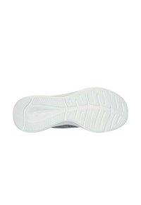 Suola della scarpa in gomma bianca con motivi di battistrada testurizzati, caratterizzata da scanalature per la trazione e un design ergonomico per la flessibilità.
