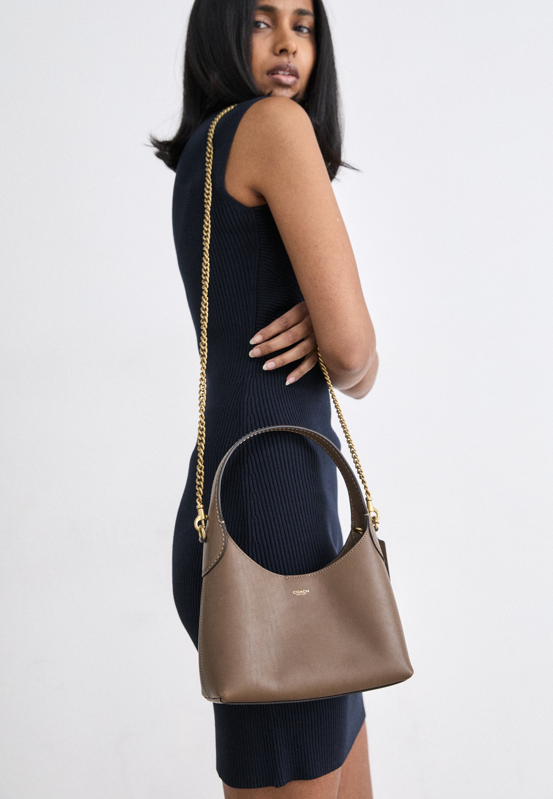 COACH BROOKLYN SHOULDER BAG - Handbag - dark stone/stone