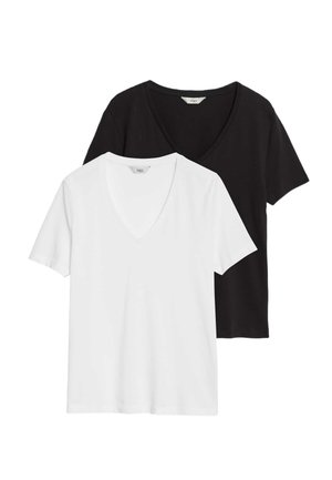 2 PACK PURE V-NECK - T-shirt basique - black white