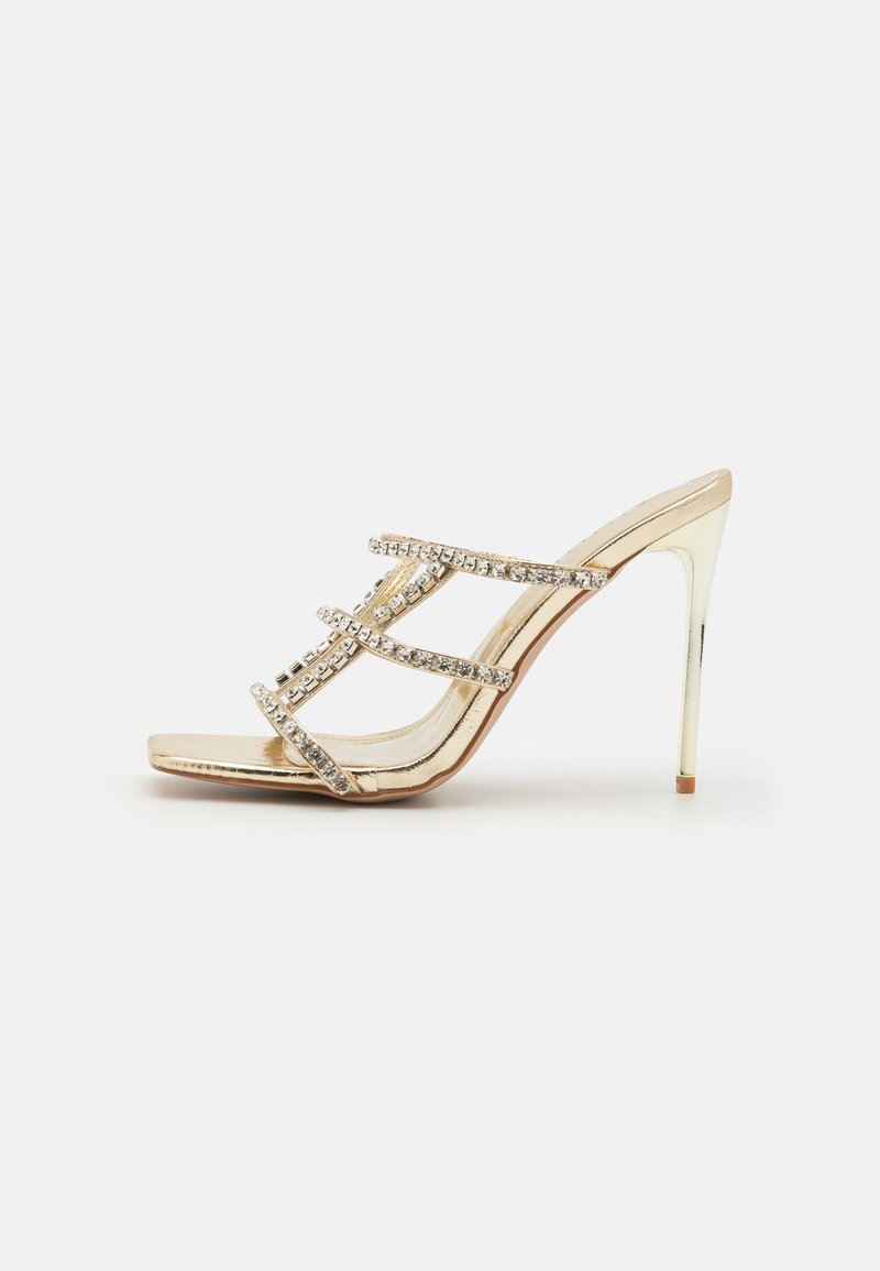 Simmi London - LESIA - Magas sarkú papucsszandálok - gold-coloured, Nagyítás