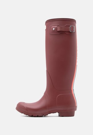 WOMENS ORIGINAL TALL TRI COLOUR LOGO BOOT - Kummikud - merlot