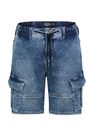 BERMUDA ELASTISCHER BUND UND KORDELZUG - Jeans Shorts - blau