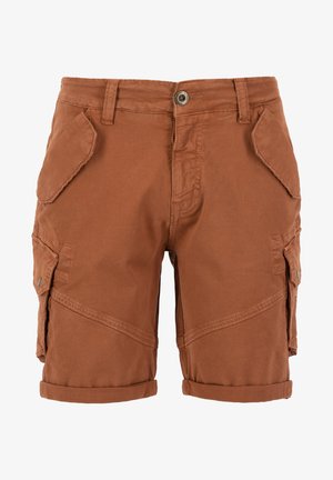 Bruine cargo shorts van katoen met opgerolde manchetten, twee zijzakken en een gestructureerde afwerking. Heeft een sluiting met een knoop aan de voorkant en stikdetails.