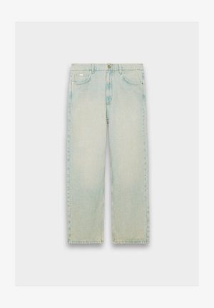 Lyseblå høyhåndede jeans med rett ben-design. Har klassisk femlommestil og subtil fading over stoffet.