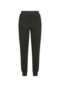 Mörkgröna joggers i mjukt material, med resårmidja och åtsittande muddar vid anklarna för en tapered look.