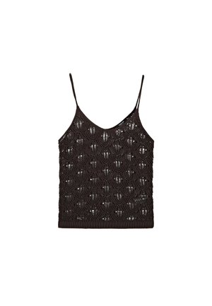 Massimo Dutti STRAPPY TOP WITH OPENWORK DETAIL - Débardeur - dark brown