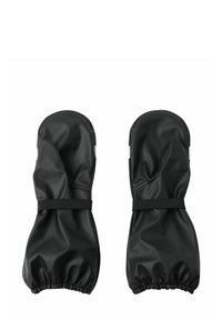 Wodoodporne czarne rękawice z elastycznymi mankietami i wydłużonymi rękawami zapewniającymi pełną ochronę rąk i nadgarstków.