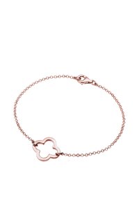 Rose gold bracelet with a delicate chain and a floral-shaped pendant. The pendant features an open design with smooth edges.