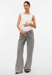 MAMALICIOUS UMSTANDS - Široke hlačnice - light grey denim