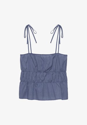 PULL&BEAR, CHECKED GATHERED STRAPPY - TOP - Top - dark blue