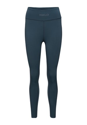 Granatowe legginsy z wysokim stanem, z subtelnym logo i płaskimi szwami dla wygody. Gładka tekstura i sportowy krój.